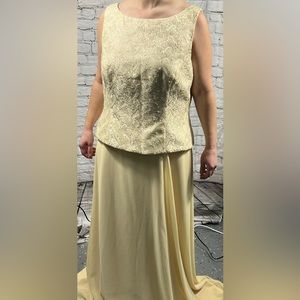 David's Bridal Formal Gown, floor length, pale yellow, 1 piece